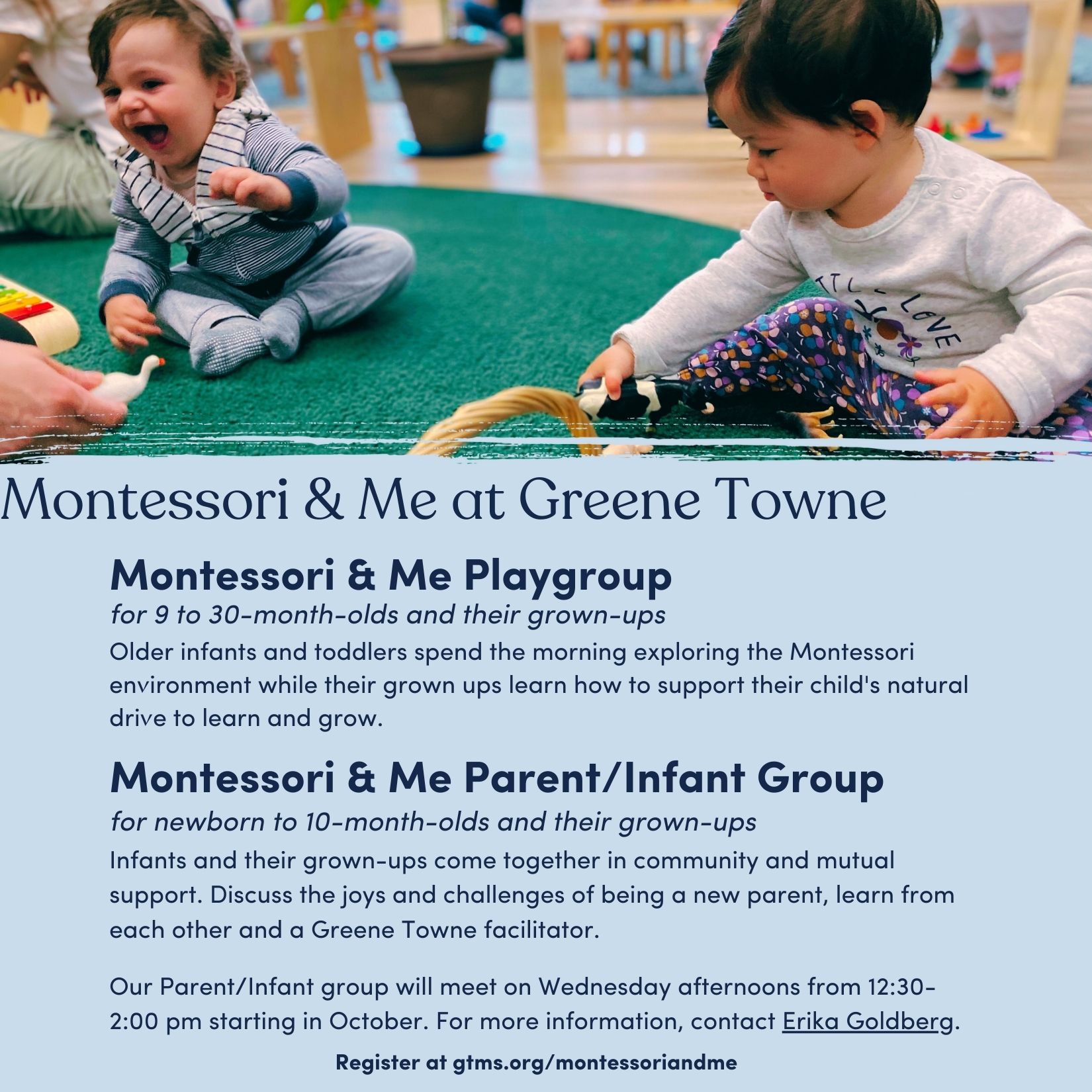 New Montessori & Me Playgroup Sessions! Greene Towne